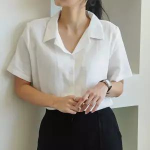 [기타브랜드]린넨 오픈카라 반팔 셔츠 여자 여름 블라우스