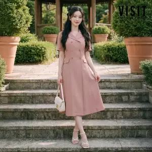 퍼프 슬리브 더블 버튼 원피스(VZ5OP30)