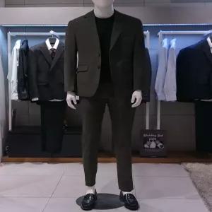 [트루젠] 트루젠 여름셋업 카키 풀스판 남자 캐주얼 수트세트 2222JKPL011074