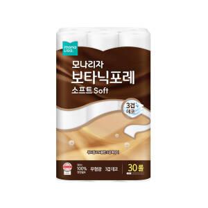 모나리자 피부저자극 3겹 화장지 30M 30롤 천연펄프 먼지 없는 보타닉포레 소프트