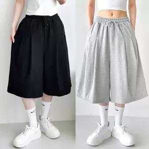 [바로그핏] 투턱 버뮤다 와이드 반바지 6부 면트레이닝 통넓은 하프팬츠 핀턱 데일리 캐주얼