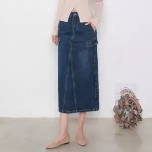 [헤이올리]날씬핏/ 삼각절개 카고데님스커트 SH3012