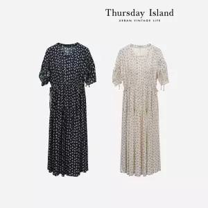 [Thursday Island] 야자수 패턴 티어드 원피스(T234MOP638W)