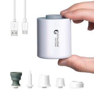 플렉스테일기어 소형 휴대용 초미니 에어 펌프, 1300mAh 배터리 USB 충전식, 풀 플로트 베드 매트리스 수영 링 진공 보관 가방(그레이)용 공기 압축기 사용 가능