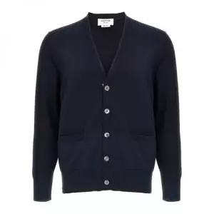 톰브라운 THOM BROWNE 25 코튼 4-바 릴랙스 핏 브이넥 카디건 MKC581A Y3043 415)