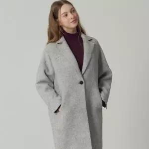 [(LeOT)] 알파카 울 블렌드 원버튼 롱코트
