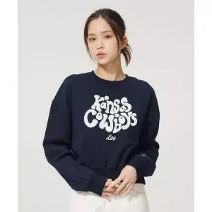 리 LEE 우먼 캔자스 부클 로고 맨투맨 네이비 LE2404CR64NA 100922