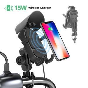 15W 오토바이 무선 충전 전화 홀더 크래들 GPS 모토 지원 핸드폰 핸들 바 마운트 4-7 인치