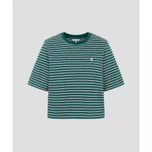 빈폴 BEANPOLE LADIES 피케 스트라이프 반소매 티셔츠 - 그린 (BF6342C14M) BF6342C14M 290340