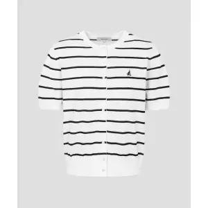 빈폴 BEANPOLE LADIES 코튼 폴리 스트라이프 반팔 카디건 화이트 (BF645AC101) BF645AC101 312062
