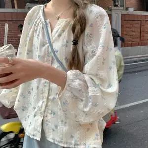 꽃무늬 블라우스 브이넥 플라워 반팔 여성 레이스 블라우스 여름