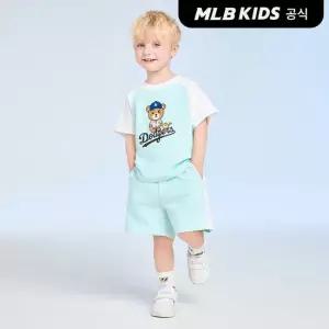 [MLB키즈 공식]26SS 메가베어 프렌즈 배색 래글런 티셔츠 세트 LA (Mint) 7AS1C0163-07MTS