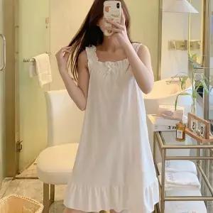 여성 여름 잠옷 데일리홈 민소매 원피스 여성 시어서커 잠옷 파자마