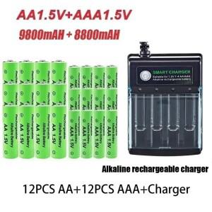 세라구  충전식 배터리 1.5V AA 9800mAh+AAA 8800mAh+충전기 컴퓨터 시계 라디오 비디오 게임 디지털 카메