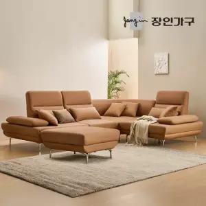 장인가구 도이 5인용 스윙 이지클린 가죽 코너형 소파 (스툴 포함)