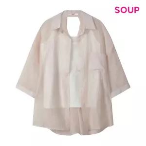 [롯데백화점]SOUP 무지 슬리브리스 이너 앤 링클 백 꼬임 셔츠 S65LS01