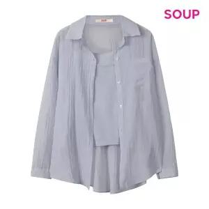 [SOUP](타임스퀘어점패션관)무지 슬리브리스 이너 앤 링클 긴팔 셔츠 (S65LS02)
