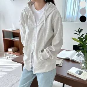 데일리 후드 여성 집업 아우터 투웨이 무지 점퍼