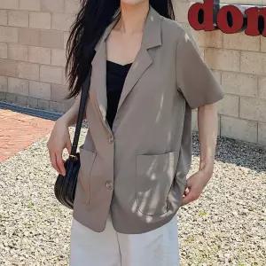 여름 투버튼 싱글 반팔 자켓 테일러드 카라 여성 빅사이즈