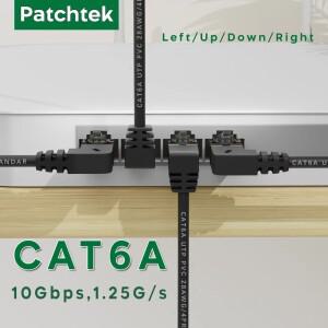 Patchtek Cat6a RJ45 90도 각도 이더넷 케이블 슬림 오른쪽 왼쪽 위 아래 10Gbps 플스호환 노트북 상자