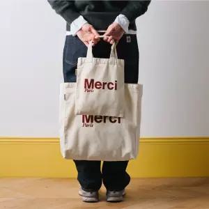 MERCI 메르시 에코백 크림/와인 국내배송 파리 정품 (2size)