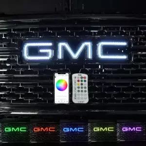RGB 헤일로 키트 GMC 전면 엠블럼에 맞게 다양한 색상의 LED 로고 - 조명 트럭 2007-2018 시에라 모델 트럭용 교체 엠블럼 미국산