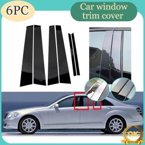 메르세데스-벤츠 S-클래스 W221 S280 2008-2013 실버리 카본 글로시 블랙 필러 포스트 윈도우 몰딩 트림 커