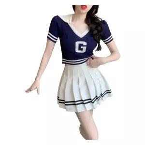 치어리딩의상 치마 크롭탑 응원단복 골지 테니스 할로윈 여성 외 파티코스튬 의상 파티 코스튬