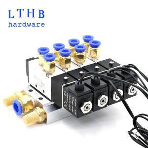 공압 솔레노이드 밸브 4V110-06 매니폴드 스테이션 다중 방향 조합 DC12V 24V AC220V 5 포트 2 위치