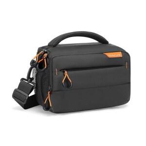사진작가용 MOSISO 소형 카메라 가방 DSLR/SLR/거울 없는 카메라용 컴팩트 숄더백 캐논용 레인 커버가 있는 방수 크로스바디 패딩 사진 가방 /니콘/소니 블랙