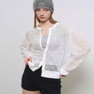 제네럴아이디어 generalideastandard 도트 시스루 가디건 WHITE GF1LKC516