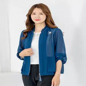 [모슬린]엄마옷 라운드 시스루 페이블 집업자켓 605FGH218 마담중년여성빅사이즈50대60대