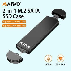 MAIWO M.2 SATA SSD 인클로저 NGFF 케이스 2-in-1 Type-C USB3.0 5Gbps 어댑터 지원 2230/2242/2260/2280