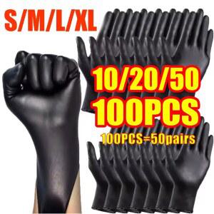 102050100PCS 봉지 일회용 장갑 검정 청소 요리 가정용 세차 주방