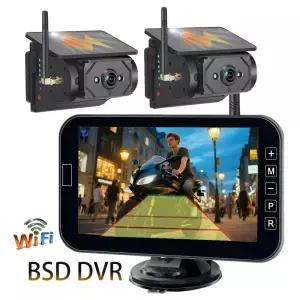 무선 태양광 자석식 후방 카메라 7인치 모니터 AI BSD 사각지대 경보 트럭 트레일러 픽업트럭 RV 캠핑카