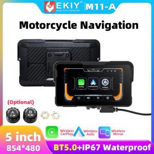 바이크 오토바이용 EKIY 방수 5인치 WiFi 무선 안드로이드 오토 카플레이 모니터 GPS 네비게이션 TPMS 휴대