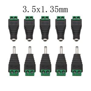 10개 DC 12V 암수 소켓 커넥터 3.5 x 1.35mm 전원 플러그 잭 스크류 터미널 어댑터 LED 스트립 라이트 DIY