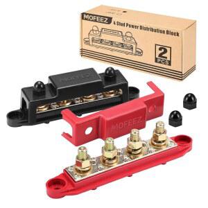 MOFEEZ 파워 디스트리뷰션 블록 버스 바 4 x 3 8 인치 포스트 6 나사 단자 48V 250A 페어 레드