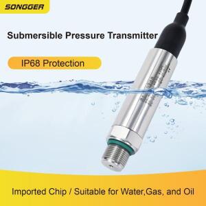 PCM300Y IP68 방수형 수중 압력 트랜스미터 4-20mA RS485 0-5V  우물 용 스테인리스  고