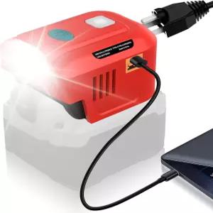 장인을 위한 파워 인버터 20V 배터리 AC 콘센트 및 LED 조명이 있는 200W 휴대용 전원 공급 DC 없음