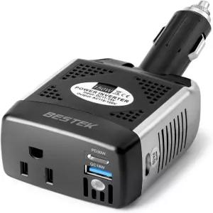 BESTEK 50W 파워 인버터 DC 2VAC 0V 전압 변환기 PD 30W QC 8W 듀얼 충전 포트 회전식 플러그 및 안전 보호