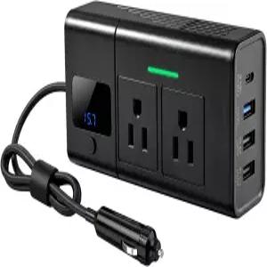 Tesla Model Y/Juniper/3/S/X 6V 호환 듀얼 DC 2V 0V AC 콘센트 어댑터 30W USBC 및 LED 디스플레이가 있는