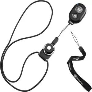 CamKix 카메라 셔터 리모컨 블루투스 무선 기술 블랙 손목 스트랩 랜야드 분리형 링 마운트 Android에서