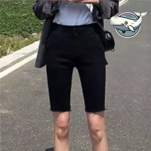 여름 데일리 하이웨스트 팬츠 민소매 블랙 5부 여성반바지 여름여성바지 여자편한바지