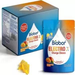 바이오보르 전해질 구미 나트륨 칼륨 염화물 비타민 B6 및 B2 텐 프리 비GMO 망고 향료(48g×6 봉지) 함유