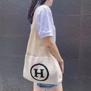 고품질 H 포인트 라탄 해먹 그물 숄더 백 쇼퍼백 장바구니 여행가방 (WC232B6)