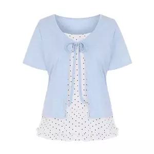 (택가89000원)[샐리]도트레이어드리본반팔티셔츠_I6B-CTS050