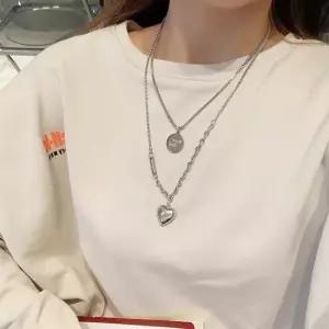 레이어드 롱 목걸이 하트목걸이 두줄 체인 원형목걸이 레이어드목걸이 메달목걸이