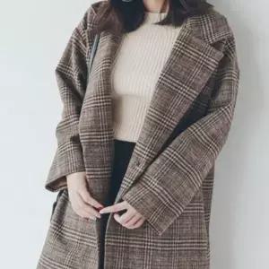 [하프클럽/]가을 겨울용 원버튼 체크 패턴 미드시즌 아우터 자켓