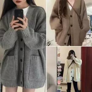 [하프클럽/]패션스타일 보송한 간절기 니트 도톰두께 가디건 루즈핏 스웨터